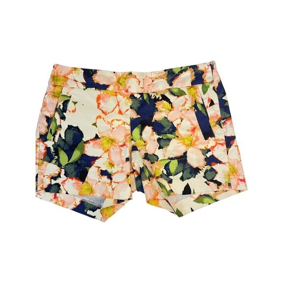 J. Crew Multi Colored Floral Stretch side zip Shorts Size 4 - Picture 1 of 4